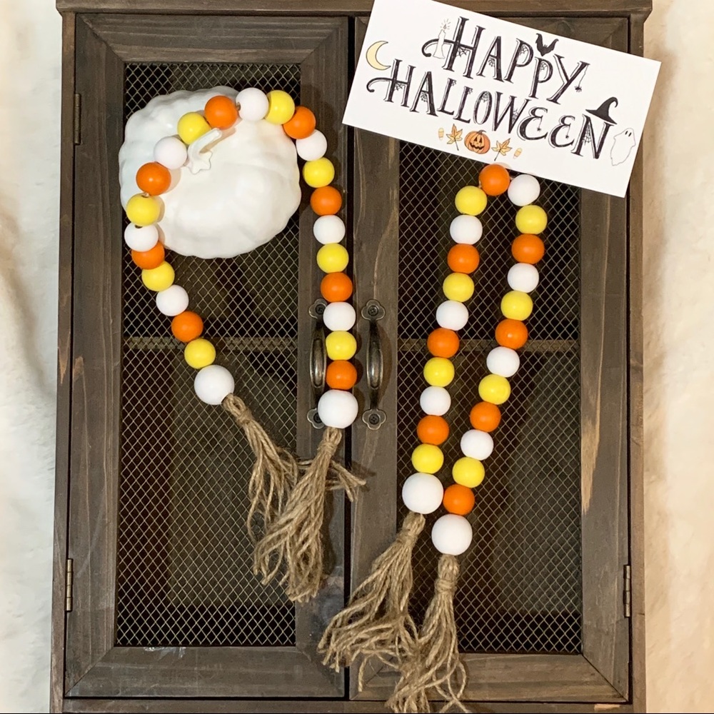 Candy Corn Fall Wood Bead Garland